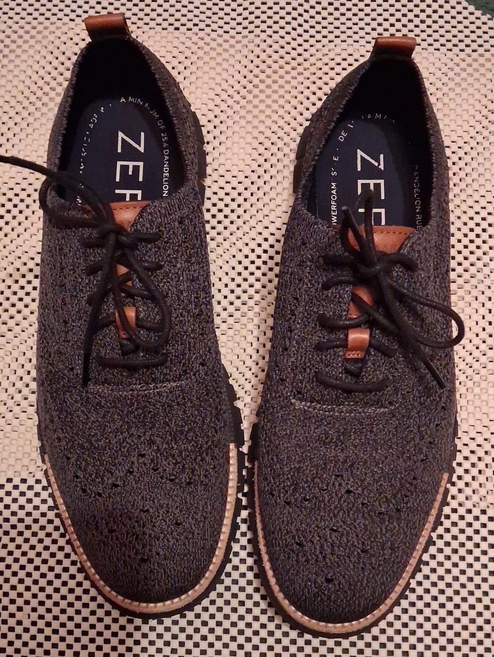 Cole Haan Gray Knit Oxfords with Brown Accents Sz 12 M